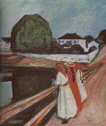 Edvard Munch The Children on the bridge painting
